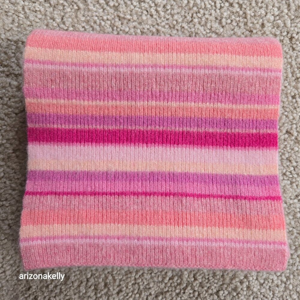 Ralph Lauren Wool Knit Scarf Pink Stripes - Picture 9 of 9